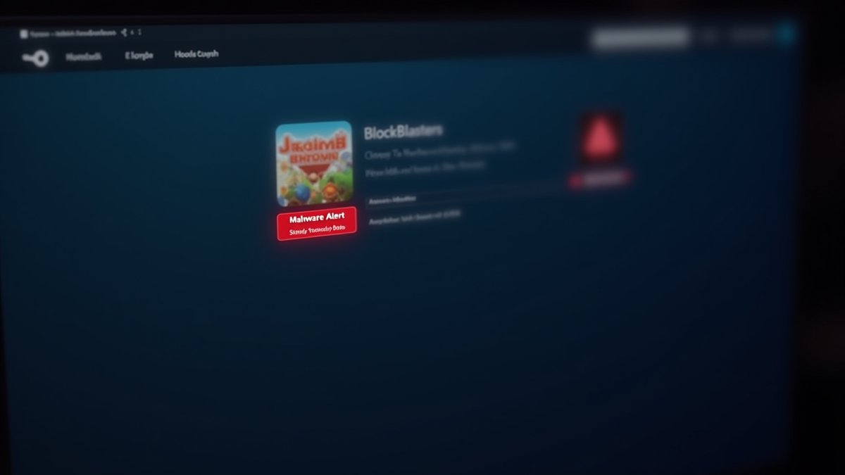 Steam game store shows malware warning next to crypto wallet on PC.