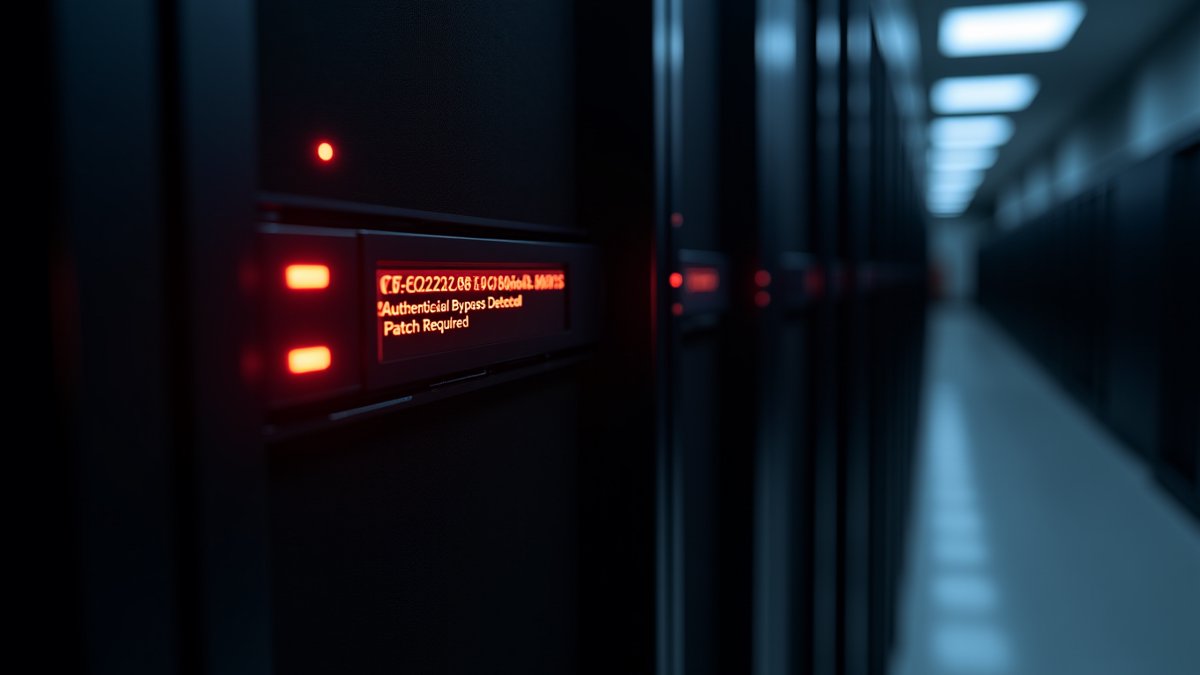 Apache Tomcat authentication bypass alert on server screen in data center.