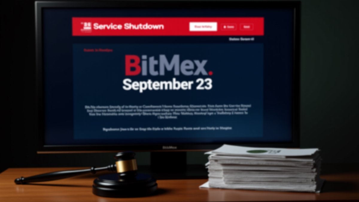 BitMex exchange shutdown with regulatory documents and gavel.