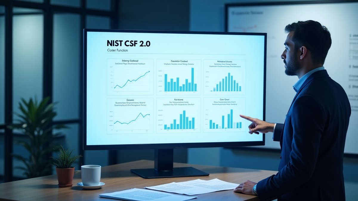 CISO reviews NIST CSF 2.0 Govern function for strategic risk integration