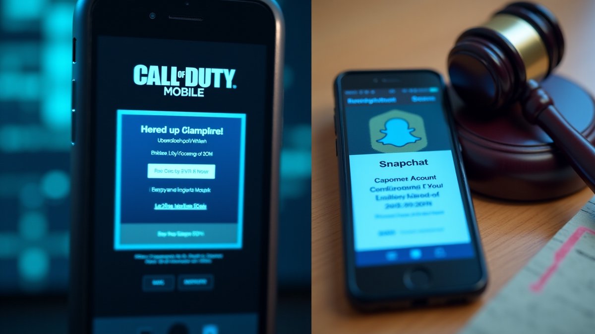 Call of Duty Mobile phishing and Snapchat hacking sentencing depicted factually.