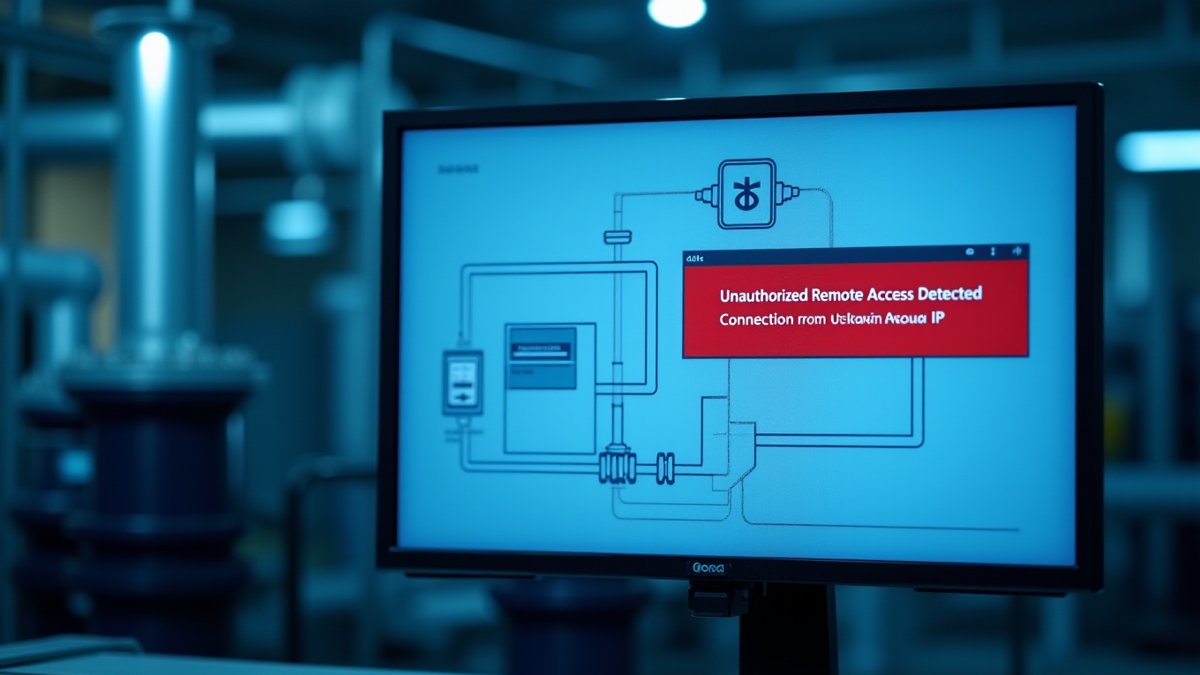 OT control screen at a Quebec water plant shows an unconfirmed remote access alert.
