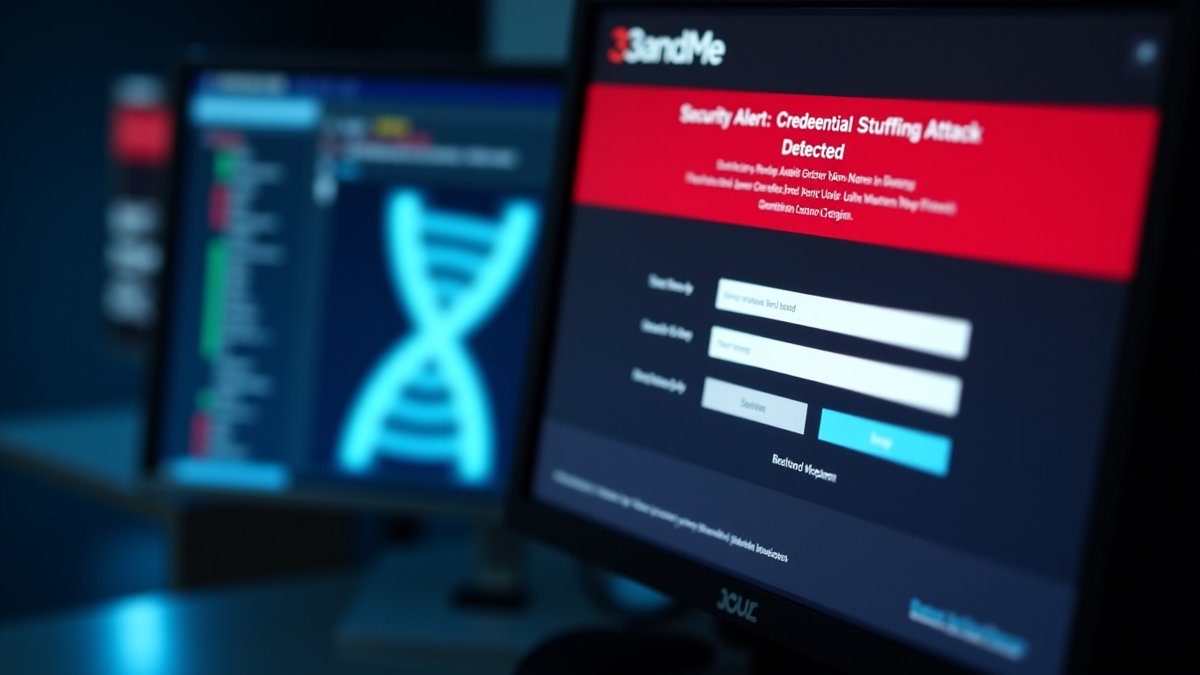 23andMe login screen shows security alert after $18M breach settlement.