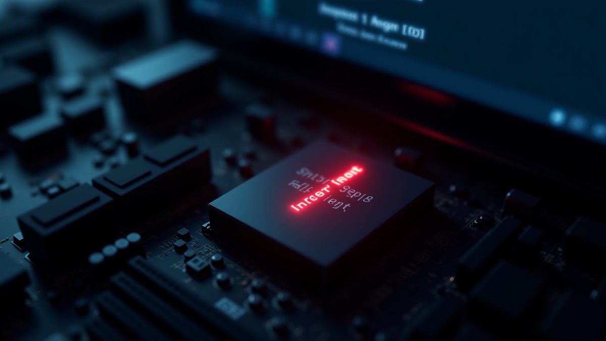AMD Zen 2 chip with a glowing interrupt signal, representing the Spectre v2 bypass attack.