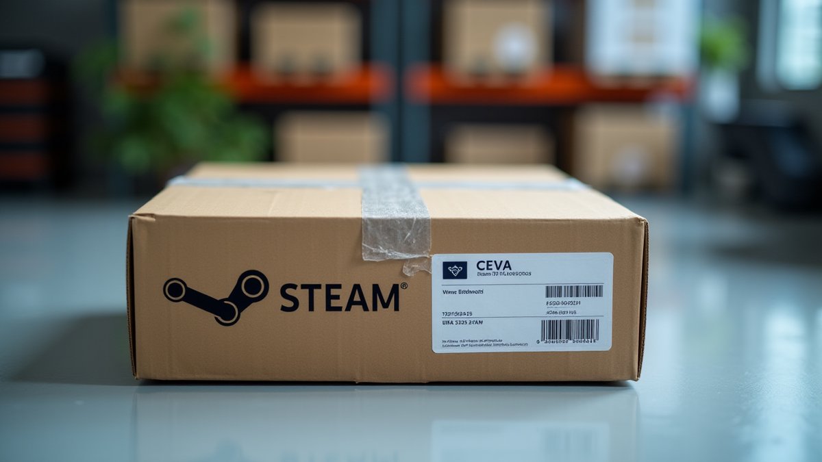 Steam hardware box with CEVA Logistics label, symbolizing customer data breach.