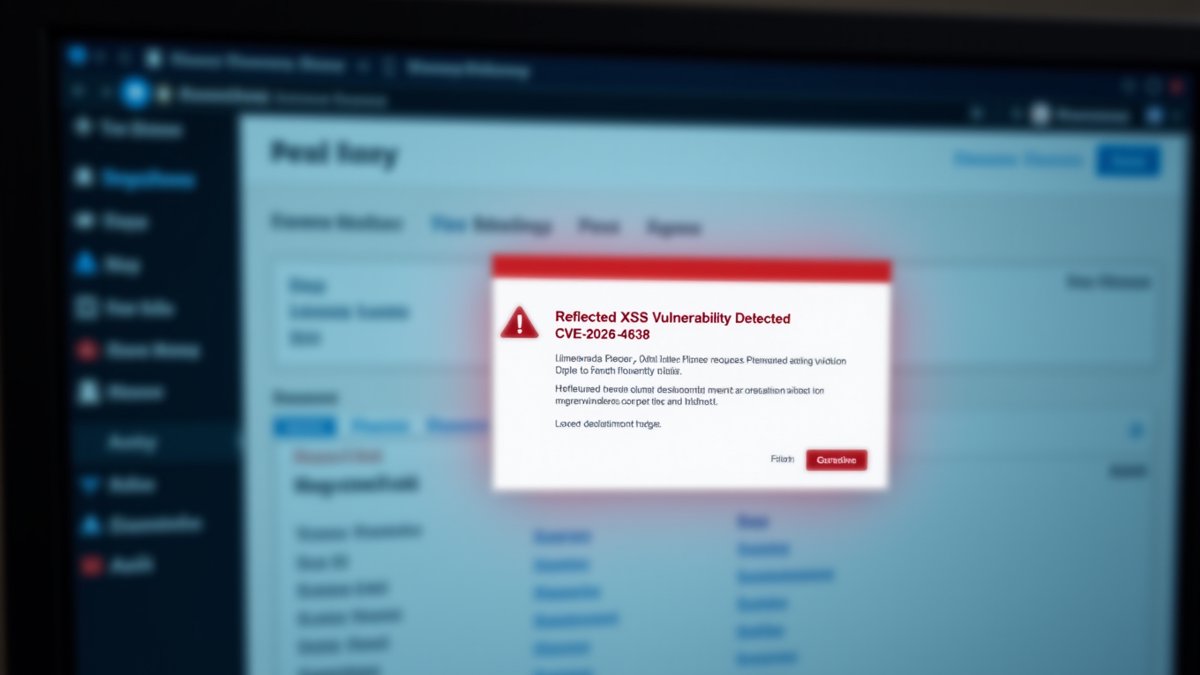 WordPress admin dashboard displays a critical XSS alert for CVE-2026-64638, urging immediate patching.