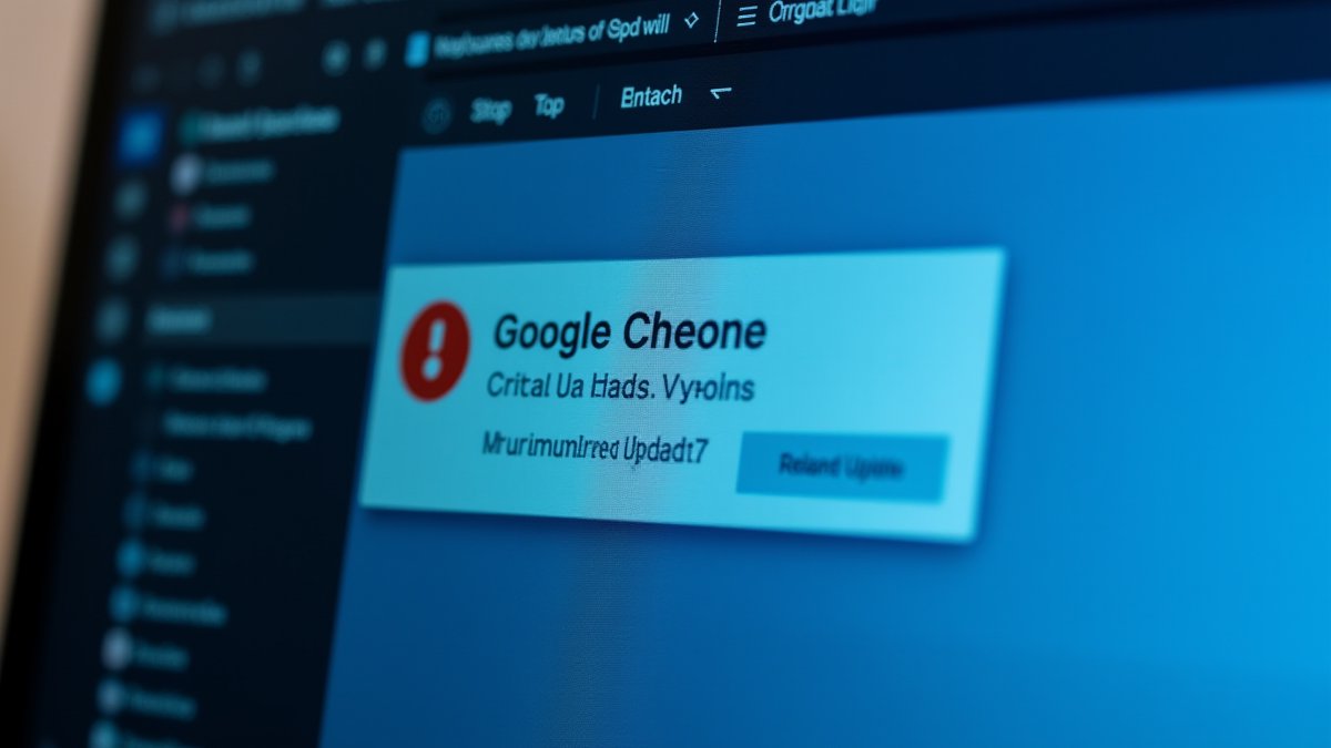 Chrome browser displays urgent security update alert for critical zero-day vulnerability on Windows desktop.