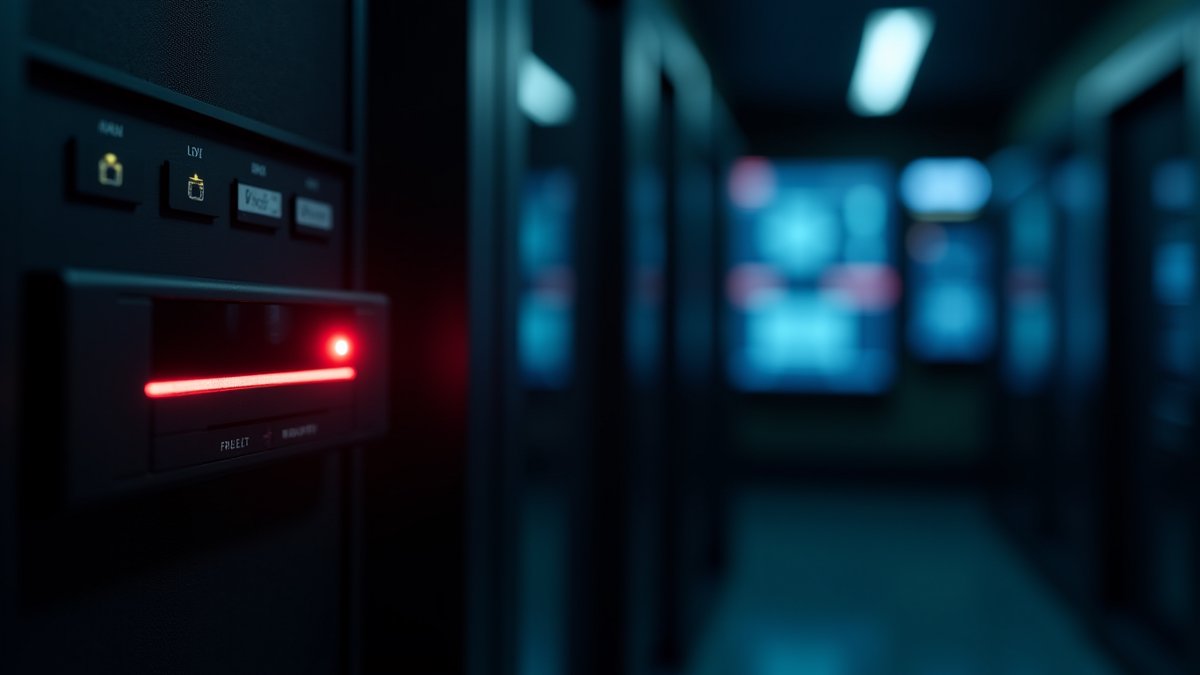 Fortinet device alert in Polish power plant control room, highlighting OT network breach.