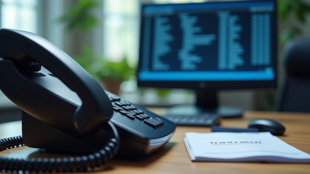 A desk phone and a handwritten number on a notepad, representing the core tool of a vishing extortion scheme.
