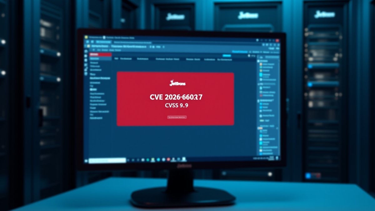 JetBrains TeamCity console shows critical CVE-2026-63077 alert, urging immediate patching.