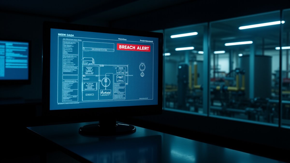 Water utility control room shows a breach alert on an ICS screen, highlighting attacks on critical infrastructure.