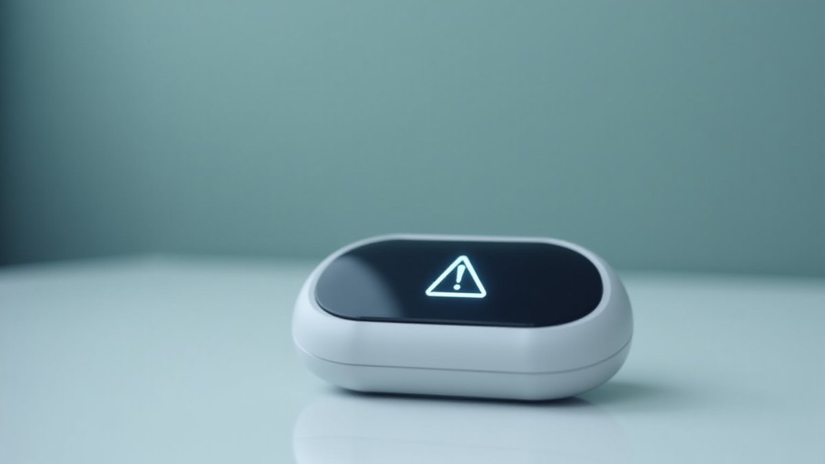 Close-up of a Mira Ultra 4 fertility tracker displaying a warning alert, highlighting its security flaws.