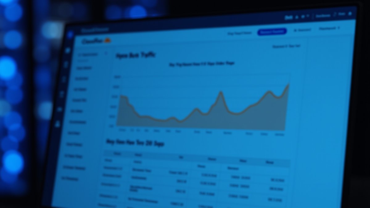Cloudflare dashboard showing bot traffic analytics and AI workload growth in edge computing environment