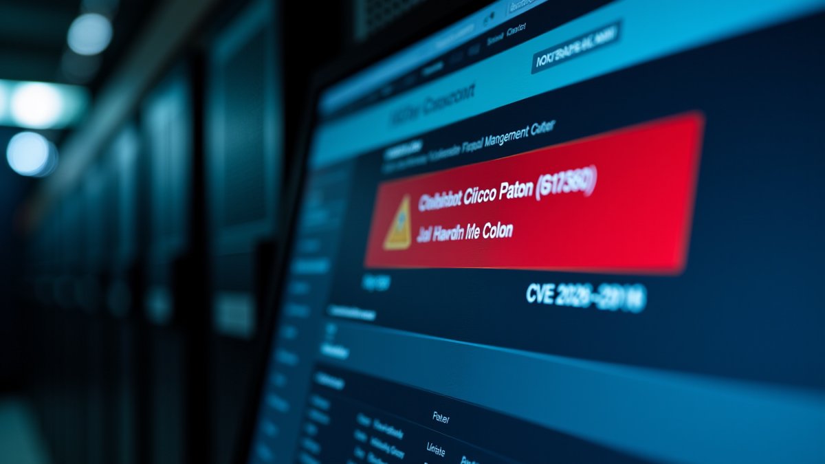Cisco FMC zero-day vulnerability alert on a management console, with patch available.